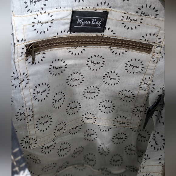 Myra Bag Canvas Floral Print Paisley Key Fob Large Tote Bag - Picture 16 of 16